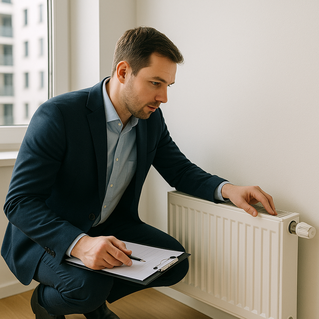 Radiator Inspection in Modern Apartment Gooi en Beheer o.z. Uw vastgoedbeheerder